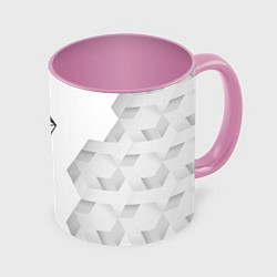 Кружка 3D No Mans Sky white poly, цвет: 3D-белый + розовый