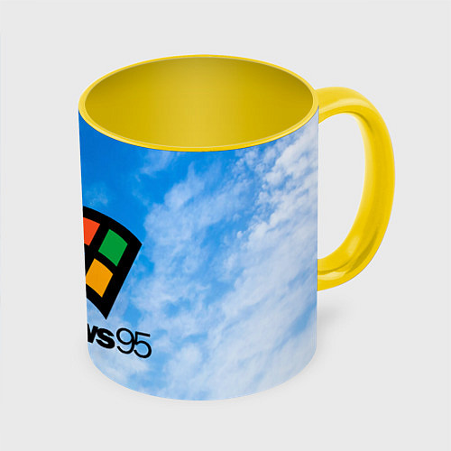 Кружка цветная Windows 95 logo / 3D-Белый + желтый – фото 1