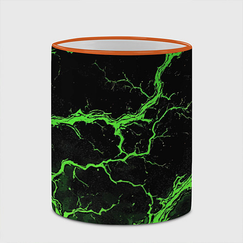 Кружка цветная Зеленая молния разлома / 3D-Оранжевый кант – фото 2