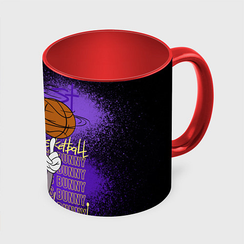 Кружка цветная Багз Банни - Looney Tunes / 3D-Белый + красный – фото 1