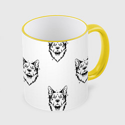 Кружка 3D Голова собаки, цвет: 3D-желтый кант