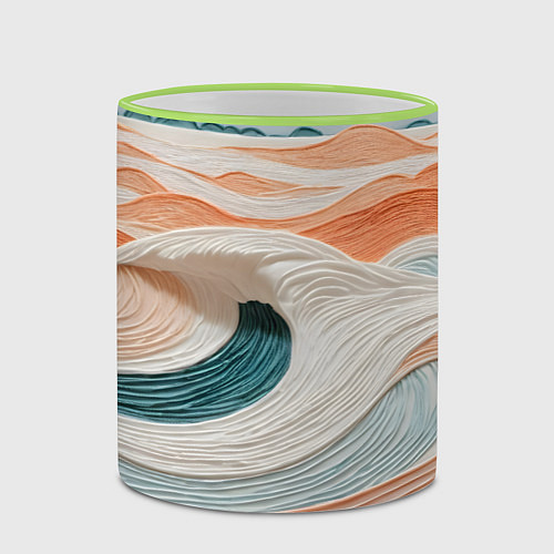 Кружка цветная Персиковые волны / 3D-Светло-зеленый кант – фото 2