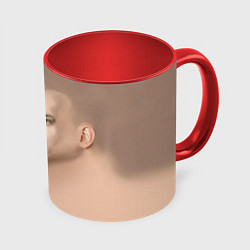 Кружка 3D Лицо Юры Борисова, цвет: 3D-белый + красный
