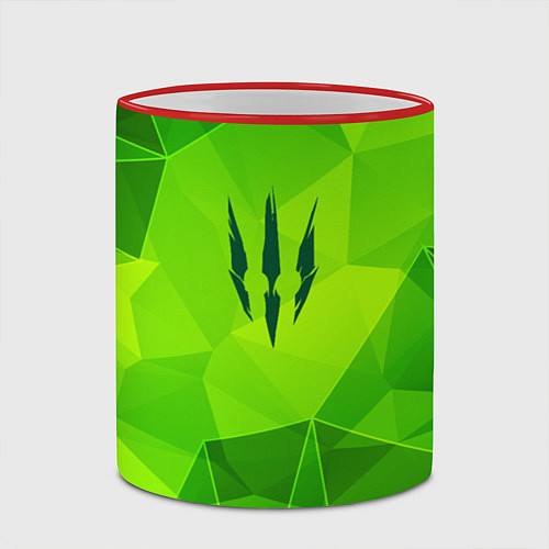 Кружка цветная The Witcher green poly / 3D-Красный кант – фото 2