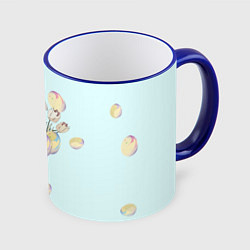 Кружка 3D Кролик радостный с яйцами, цвет: 3D-синий кант