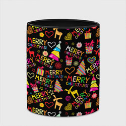 Кружка 3D Merry Christmas - паттерн, цвет: 3D-белый + черный — фото 2
