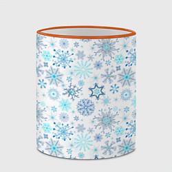 Кружка 3D Бирюзовые снежинки, цвет: 3D-оранжевый кант — фото 2