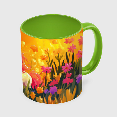 Кружка цветная Милая енинорожка / 3D-Белый + светло-зеленый – фото 1