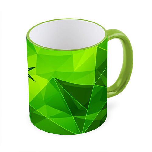 Кружка цветная Bring Me the Horizon green poly / 3D-Светло-зеленый кант – фото 1
