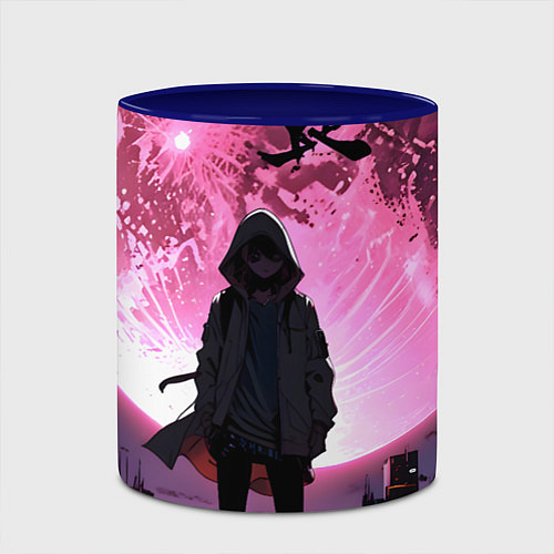 Кружка цветная Аниме и розовая луна / 3D-Белый + синий – фото 2