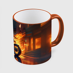 Кружка 3D Скелет байкер, цвет: 3D-оранжевый кант