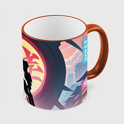 Кружка 3D Воин аниме, цвет: 3D-оранжевый кант