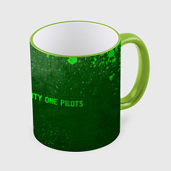 Кружка 3D Twenty One Pilots - green gradient по-горизонтали, цвет: 3D-светло-зеленый кант