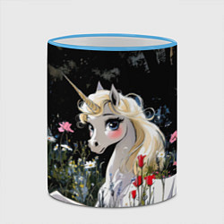 Кружка 3D Единорожка с золотыми копытами, цвет: 3D-небесно-голубой кант — фото 2