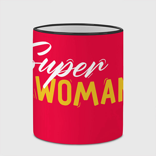 Кружка цветная Super woman red / 3D-Черный кант – фото 2