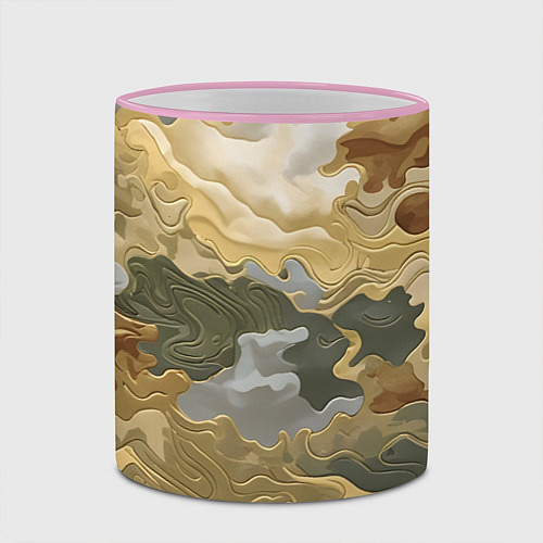 Кружка цветная Золотистый камуфляж / 3D-Розовый кант – фото 2