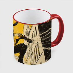 Кружка цветная Черный человек-паук