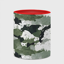 Кружка 3D Зеленый фактурный камуфляж, цвет: 3D-белый + красный — фото 2