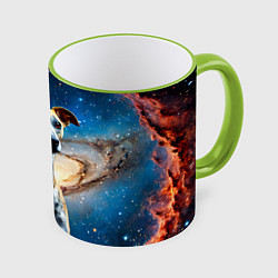 Кружка 3D Уиппет в космосе, цвет: 3D-светло-зеленый кант