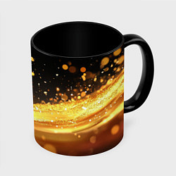 Кружка 3D Золотые блестки на черном фоне, цвет: 3D-белый + черный