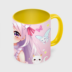 Кружка 3D Милые аниме, цвет: 3D-белый + желтый