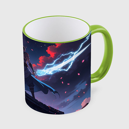 Кружка цветная Эпичное аниме / 3D-Светло-зеленый кант – фото 1