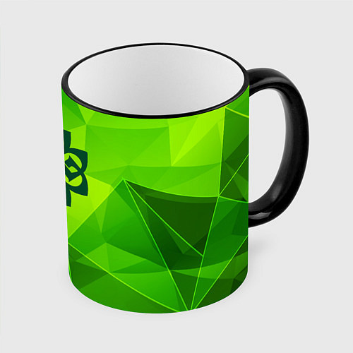 Кружка цветная Breaking Benjamin green poly / 3D-Черный кант – фото 1