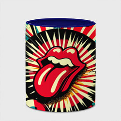 Кружка 3D Logo of the Rolling Stones - pop art, цвет: 3D-белый + синий — фото 2