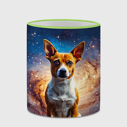 Кружка цветная Басенджи в космосе / 3D-Светло-зеленый кант – фото 2