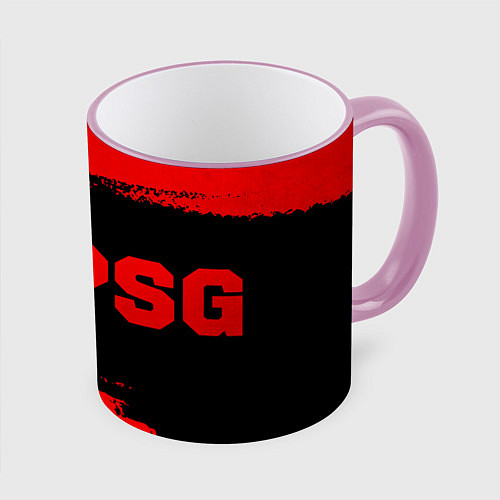 Кружка цветная PSG - red gradient по-горизонтали / 3D-Розовый кант – фото 1