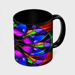 Кружка цветная Неоновая психоделика лепестки