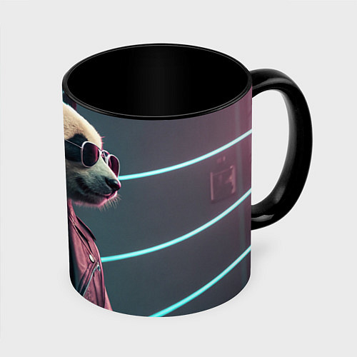 Кружка цветная Cyberpunk panda / 3D-Белый + черный – фото 1
