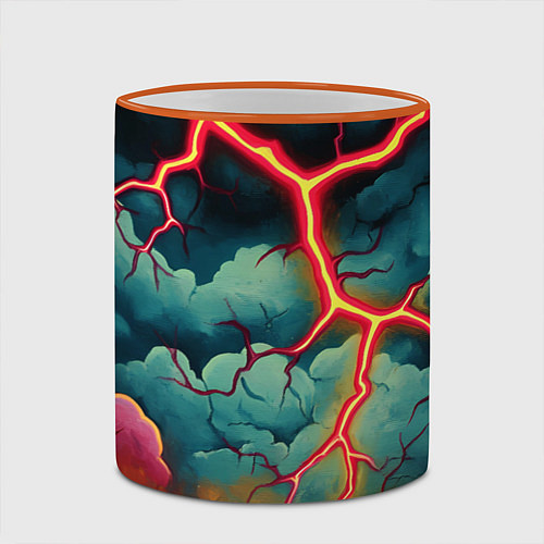 Кружка цветная Молнии в виде разлома / 3D-Оранжевый кант – фото 2