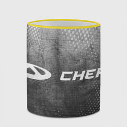 Кружка 3D Chery - grey gradient по-горизонтали, цвет: 3D-желтый кант — фото 2