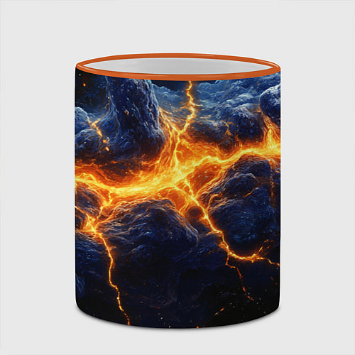 Кружка цветная Молнии в разбитом небе / 3D-Оранжевый кант – фото 2