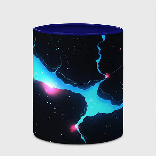 Кружка цветная Голубой разлом в черной текстуре / 3D-Белый + синий – фото 2