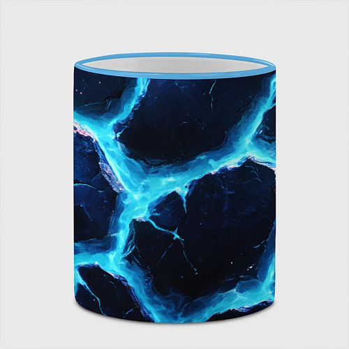Кружка цветная Голубая потертая текстура с разломом / 3D-Небесно-голубой кант – фото 2