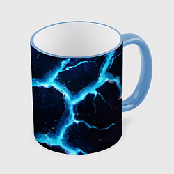 Кружка 3D Голубая потертая текстура с разломом, цвет: 3D-небесно-голубой кант