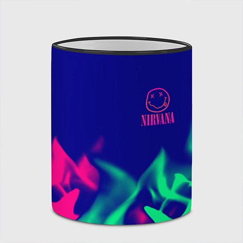 Кружка цветная Nirvana fire neon / 3D-Черный кант – фото 2
