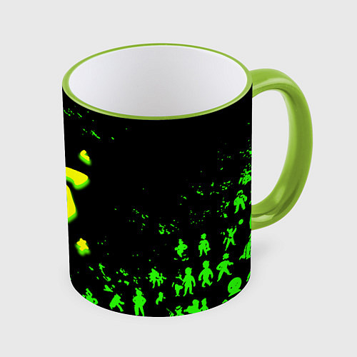 Кружка цветная Doom x fallout кислотное лого / 3D-Светло-зеленый кант – фото 1