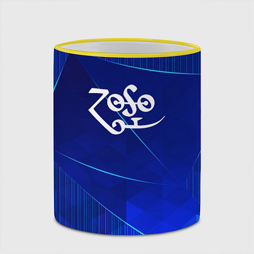 Кружка цветная Led Zeppelin blue poly / 3D-Желтый кант – фото 2