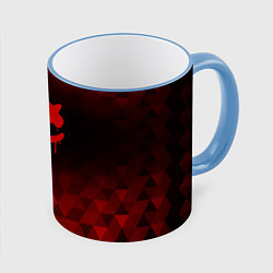 Кружка 3D Marshmello red poly, цвет: 3D-небесно-голубой кант