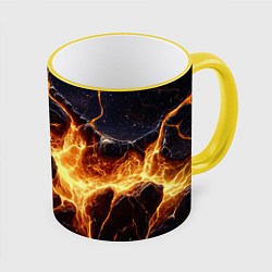 Кружка 3D Золотая лава текстура, цвет: 3D-желтый кант