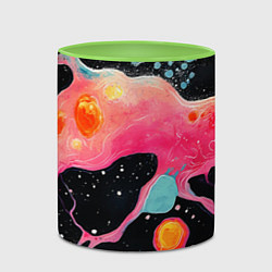 Кружка 3D Розовая текстура в черном, цвет: 3D-белый + светло-зеленый — фото 2