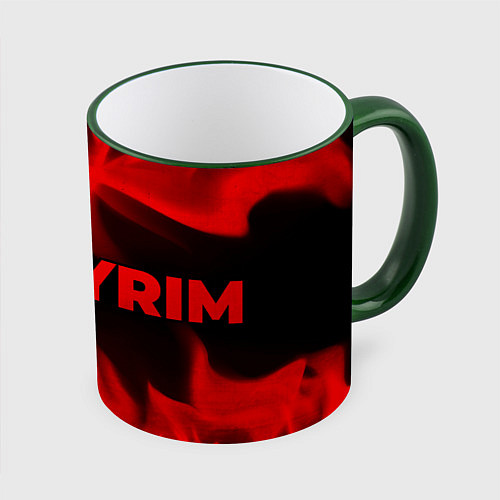 Кружка цветная Skyrim - red gradient по-горизонтали / 3D-Зеленый кант – фото 1