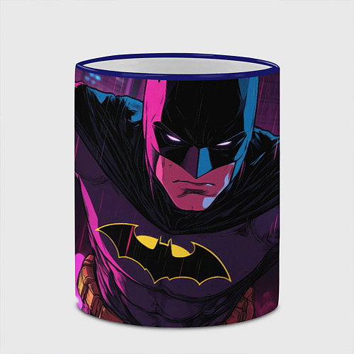 Кружка цветная Бэтмен в фиолетовом свете / 3D-Синий кант – фото 2