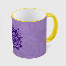Кружка 3D Штурвал в розах, цвет: 3D-желтый кант
