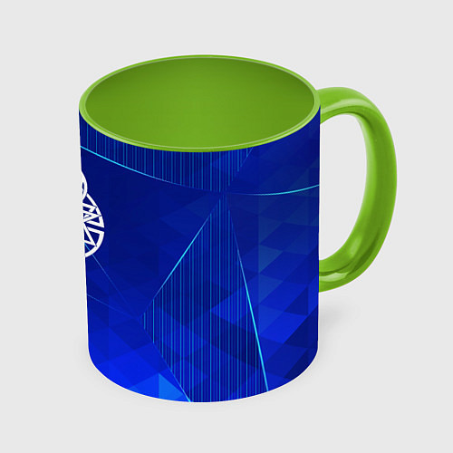 Кружка цветная Disturbed blue poly / 3D-Белый + светло-зеленый – фото 1