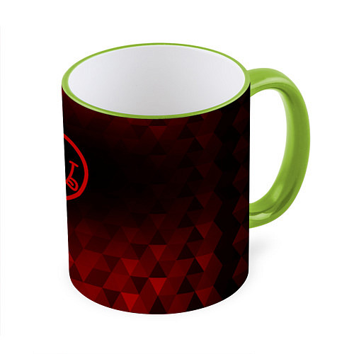 Кружка цветная Nirvana red poly / 3D-Светло-зеленый кант – фото 1