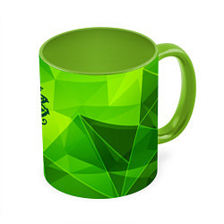 Кружка 3D Nickelback green poly, цвет: 3D-белый + светло-зеленый
